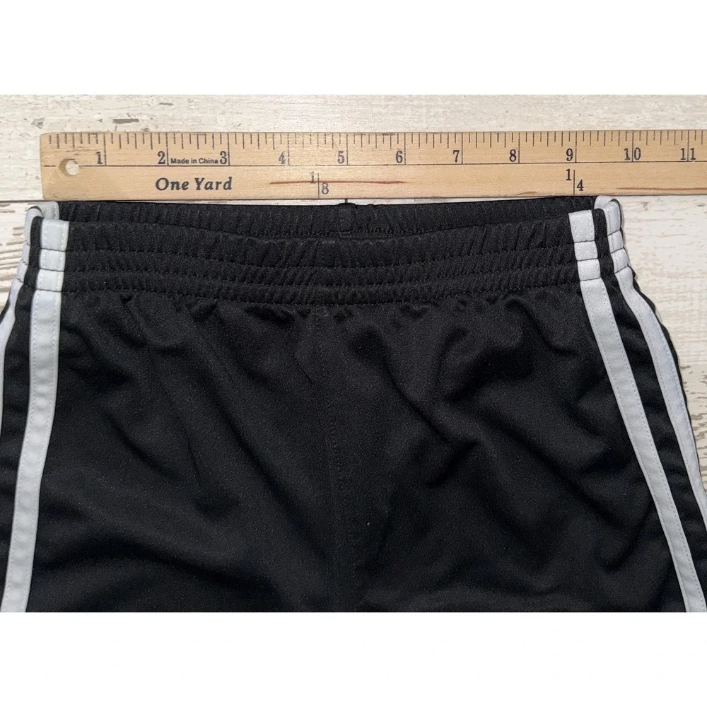 Adidas Shorts Boys 7 Black 3 Stripe Athletic Elastic Waist Soccer Gym Training